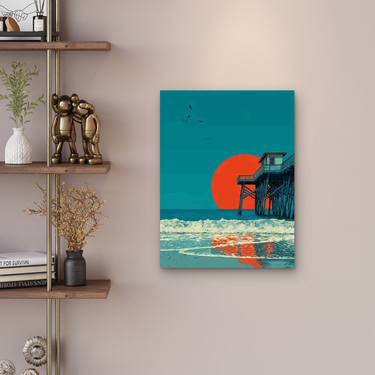Ocean Pier Beach Metal Print Ready to Hang