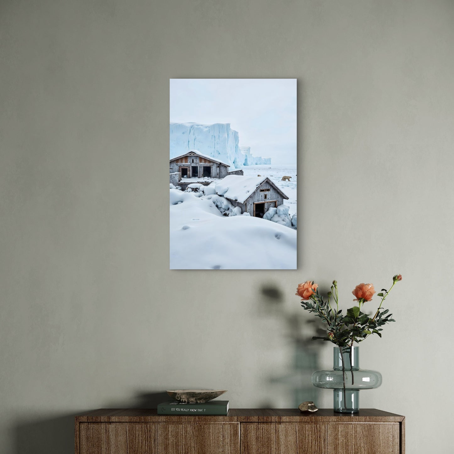 Greenland Polar Bear Arctic Cabin Shack 40x60cm Metal Print Ready to Hang