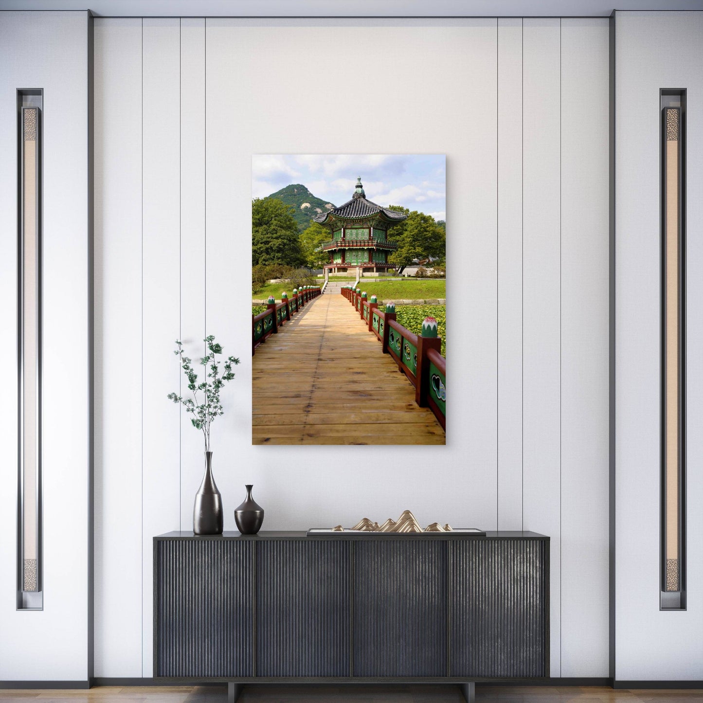 Asian Pagoda Scenic Setting 40x60cm Metal Print Ready to Hang