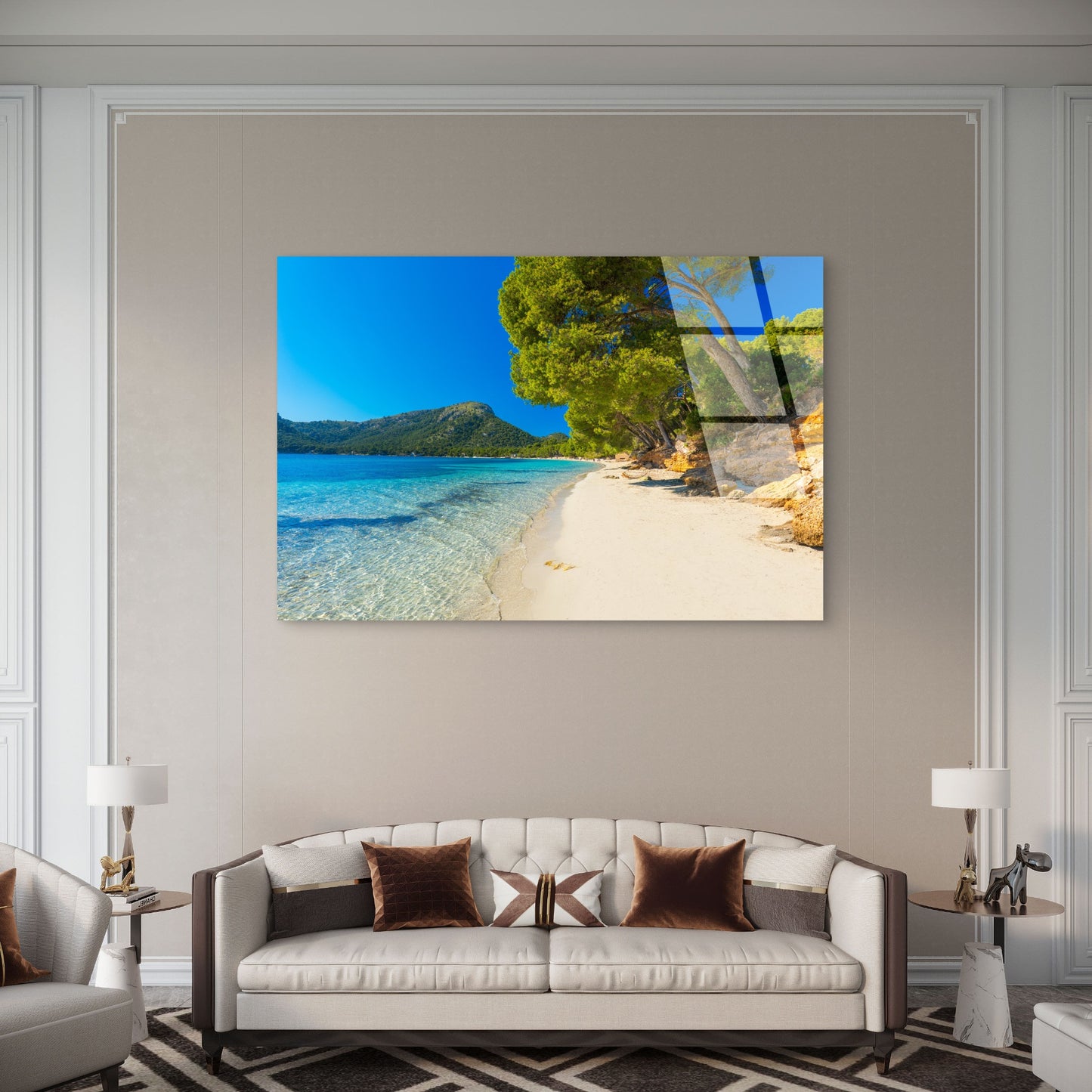 Sandy Coast Turquoise Sea Tree View Acrylic Glass Printing Wall Art Australian Made Quality