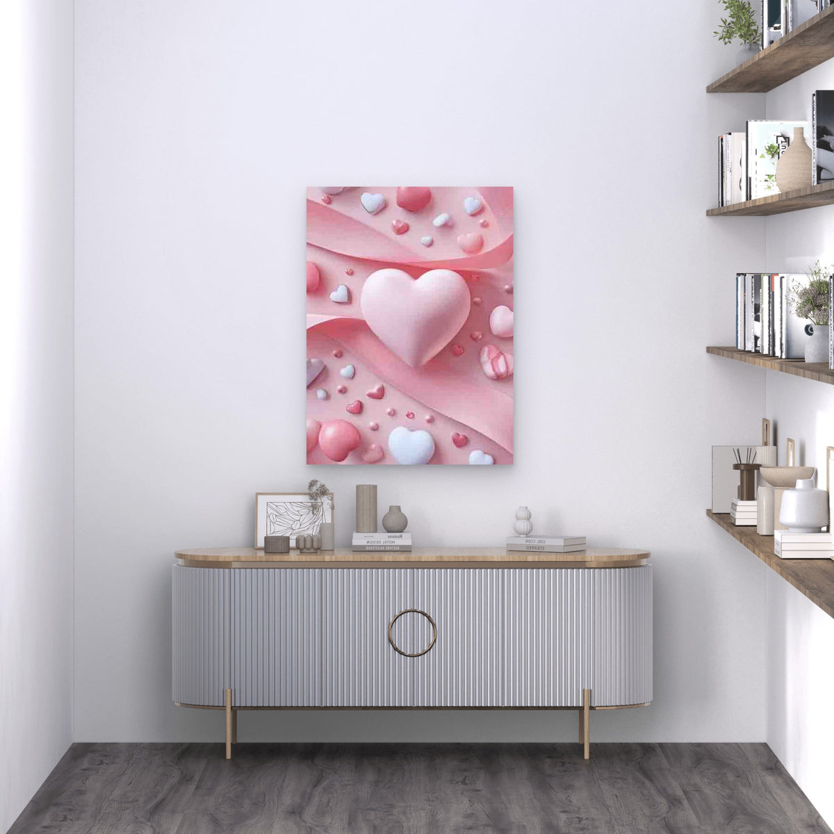 Pink Ribbon Screensaver, Romantic Design Metal Print Ready to Hang