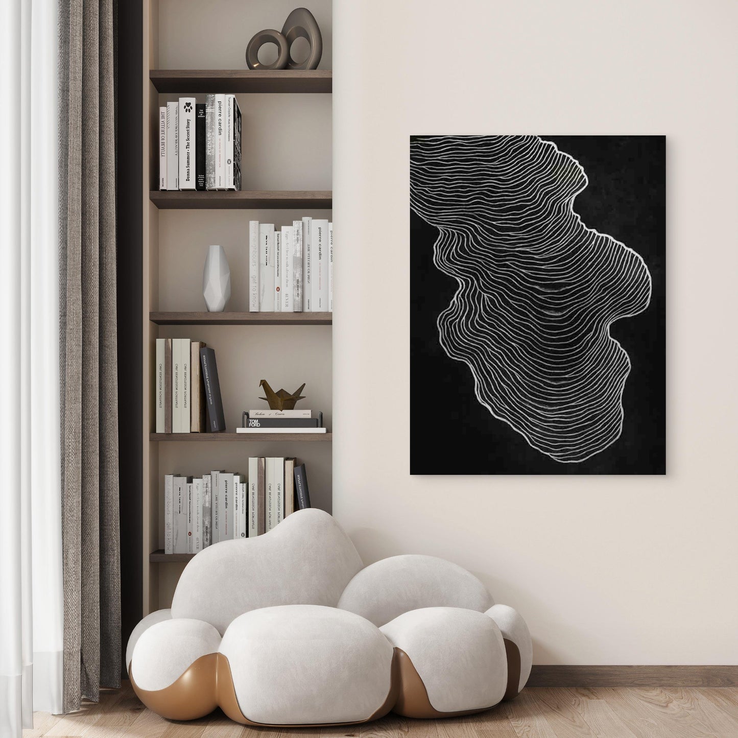 Abstract Wave Lines 40x60cm Metal Print Ready to Hang