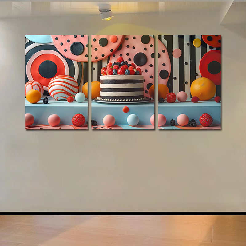 3pcs Colorful Cake With Decoration Wall Art Set Canvas Framed 60x90cm - High Quality Print 100% Australian Made Wall Canvas Ready to Hang - Bella Home Decor