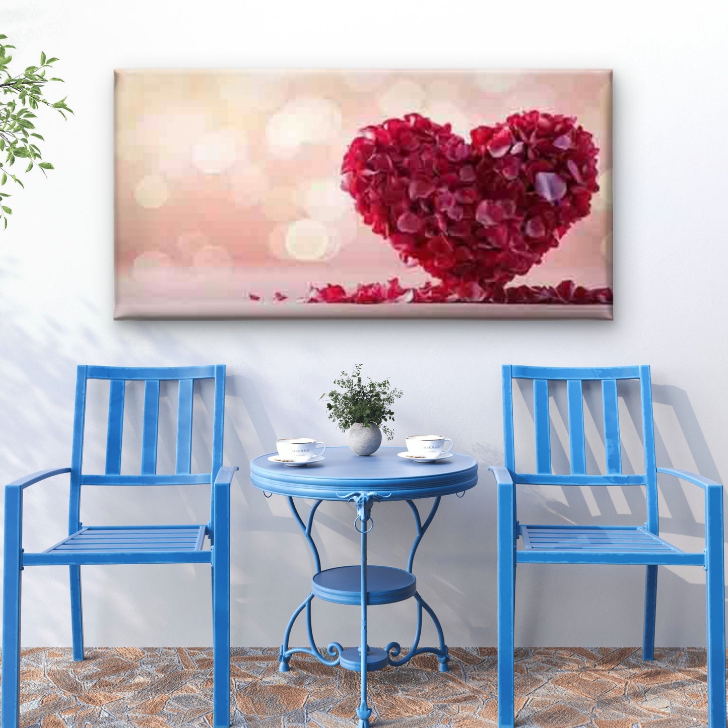 Abstract Rose Heart Wall Art Canvas Office Home Room Framed 120x60cm