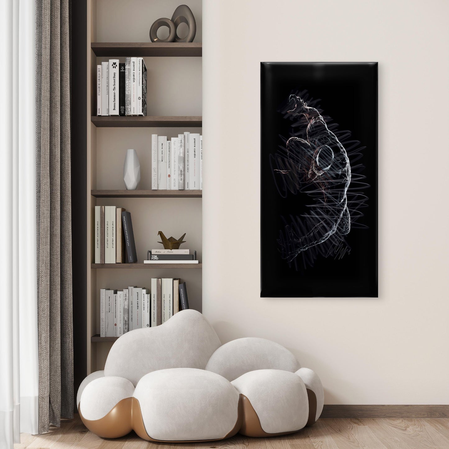 Alien Symbiote Monster Sketch Wall Art Canvas Office Home Room Framed 120x60cm