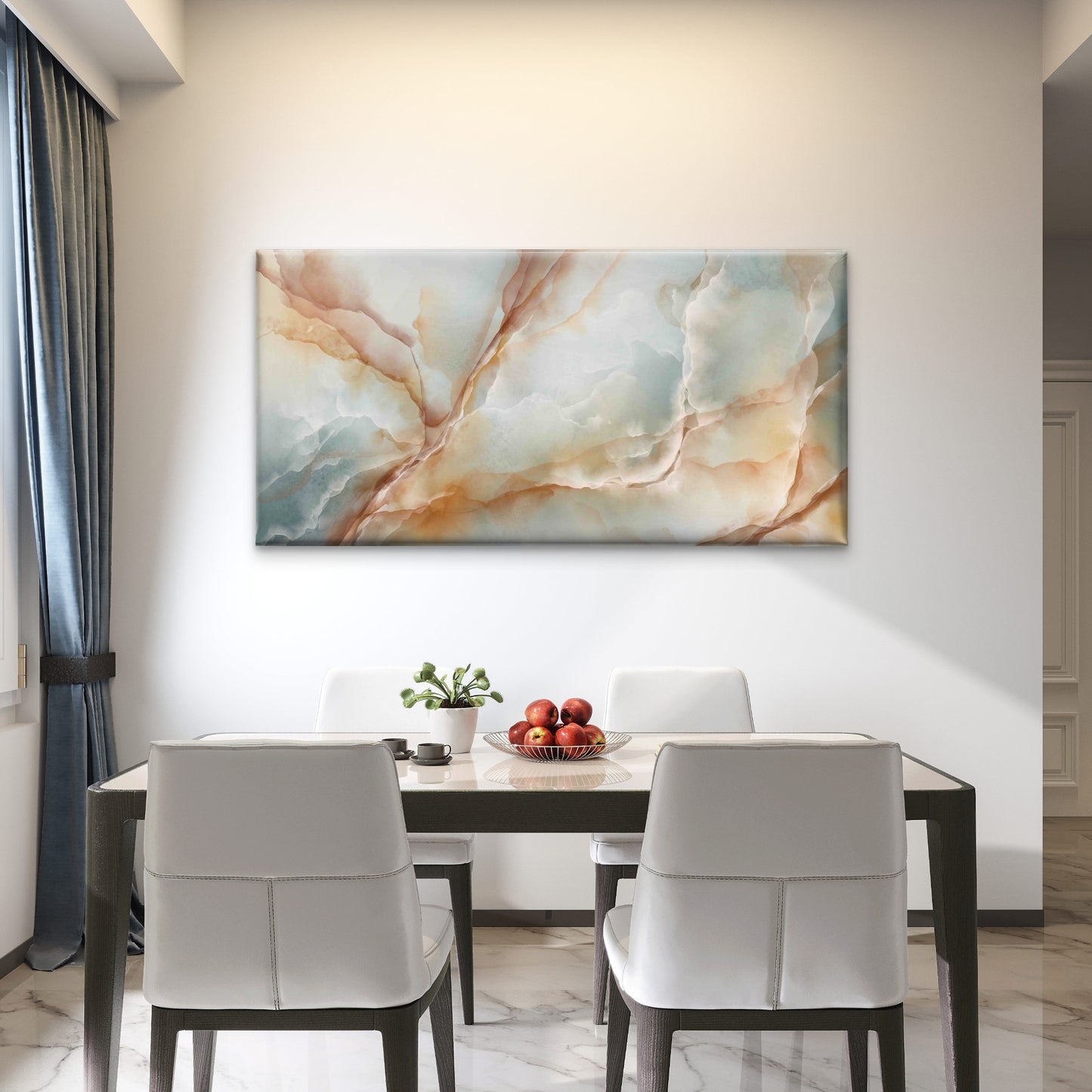 Onyx Marble With Soft Golden Wall Art Canvas Office Home Room Framed 120x60cm - Bella Home Decor