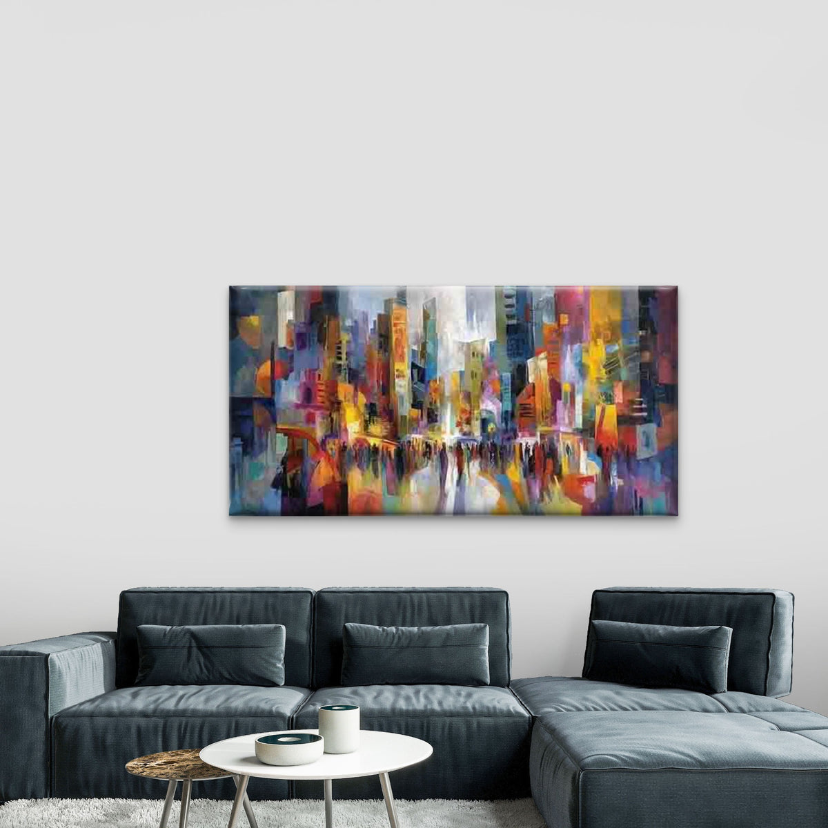 Abstract Cityscape with Bright Wall Art Canvas Office Home Room Framed 120x60cm