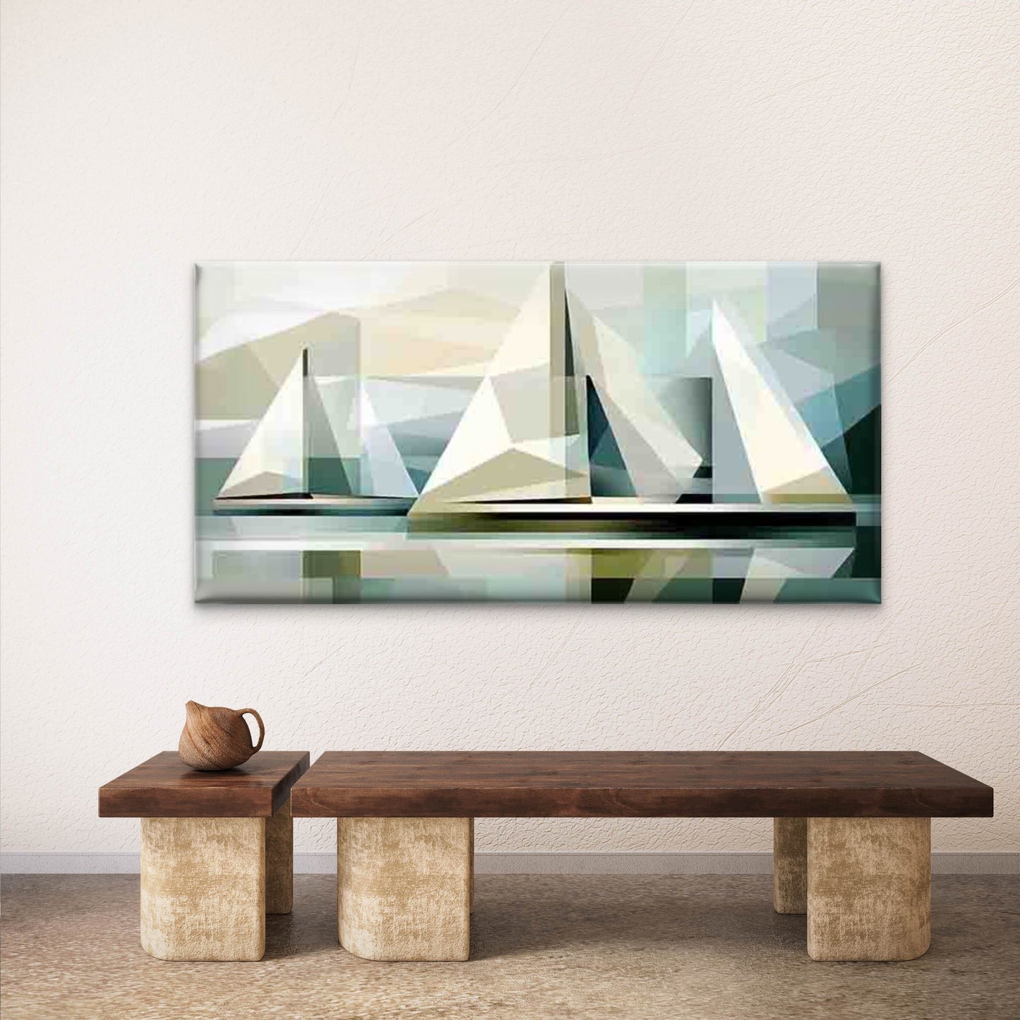 Abstract Sailboats Art Wall Art Canvas Office Home Room Framed 120x60cm - Bella Home Decor