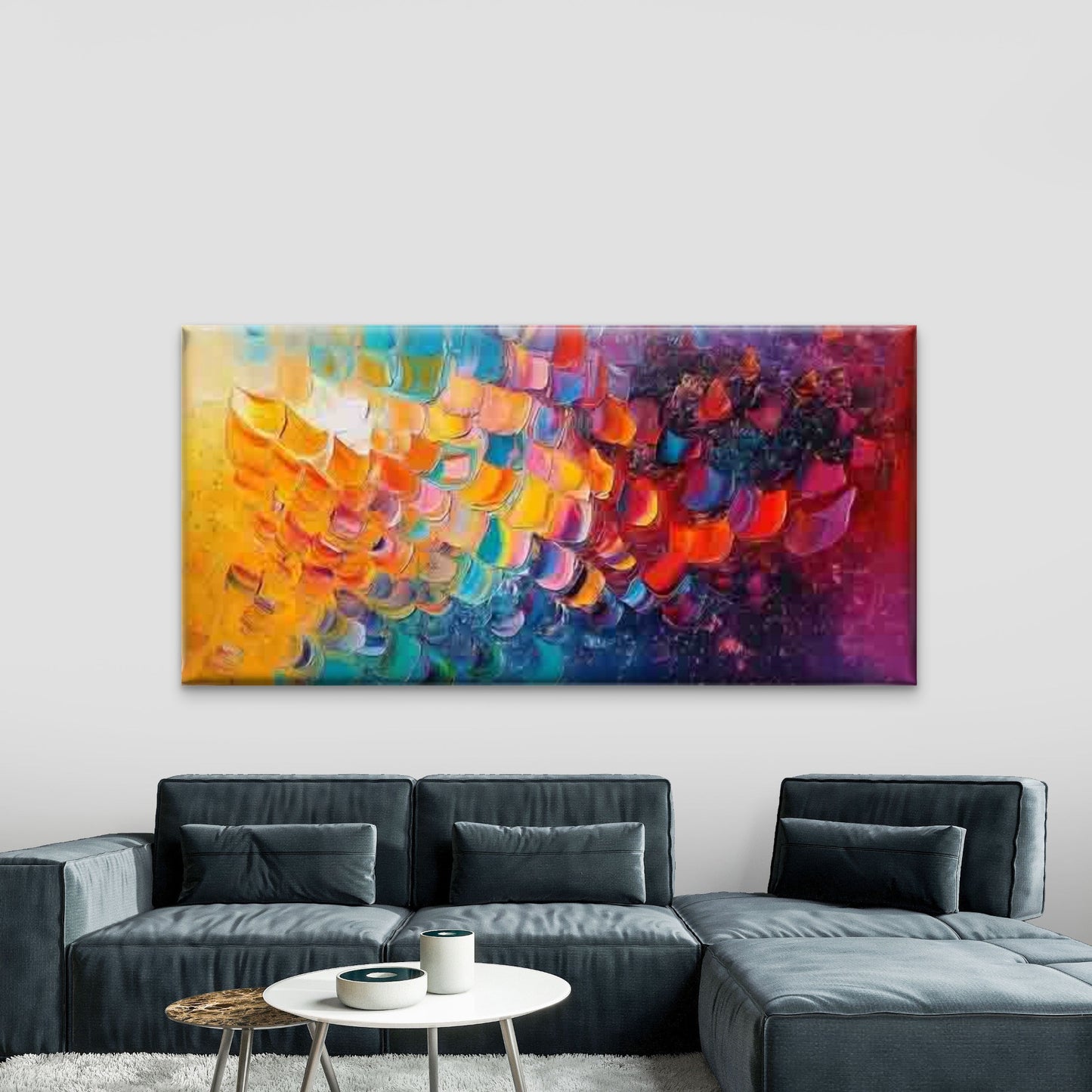 Abstract Colorful Impasto Art Wall Art Canvas Office Home Room Framed 120x60cm