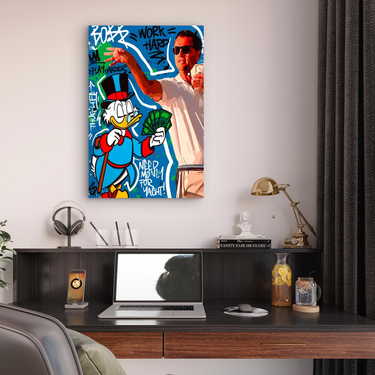 Cash Theme Street Art 40x60cm Metal Print Ready to Hang