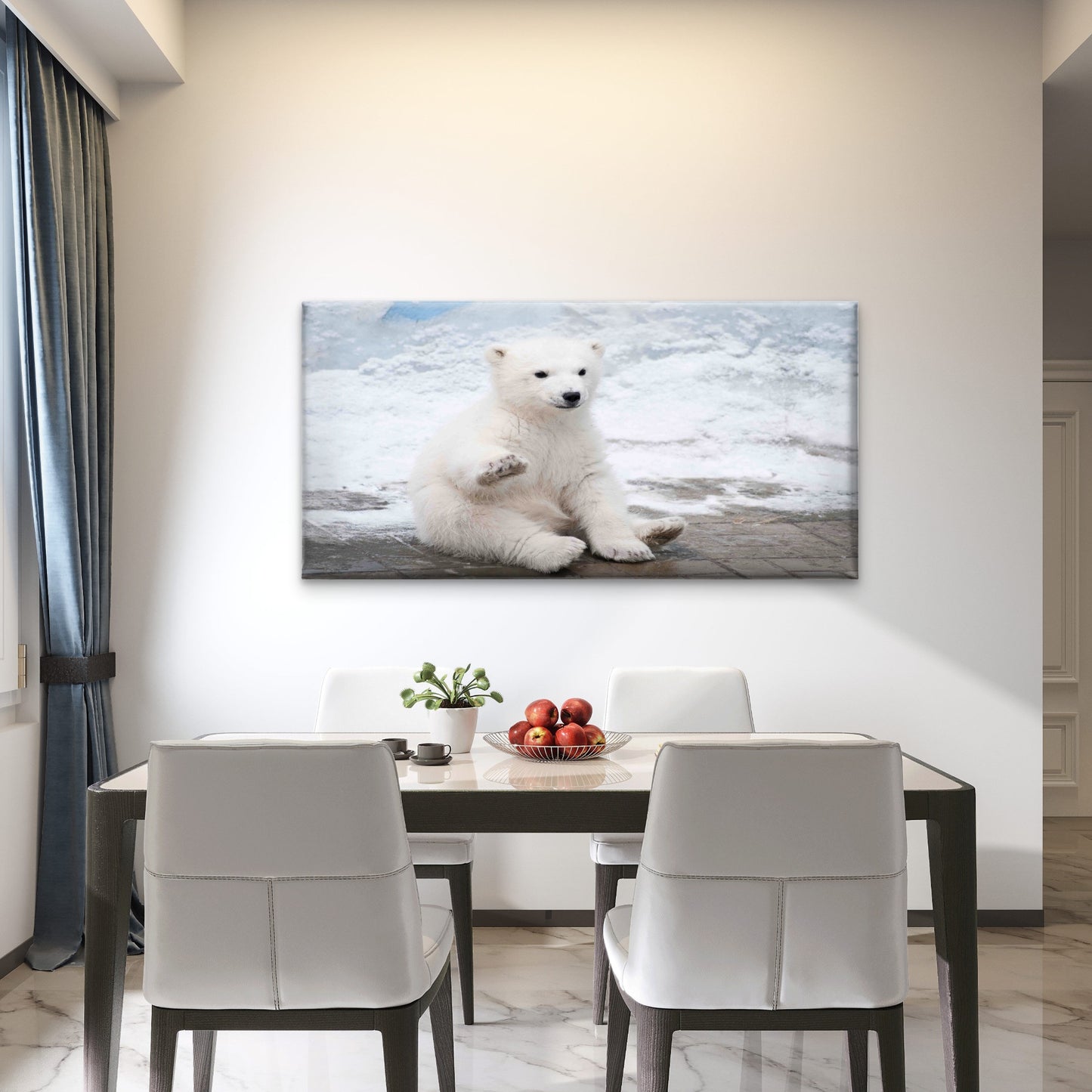 Fluffy Arctic Wildlife Wall Art Canvas Office Home Room Framed 120x60cm