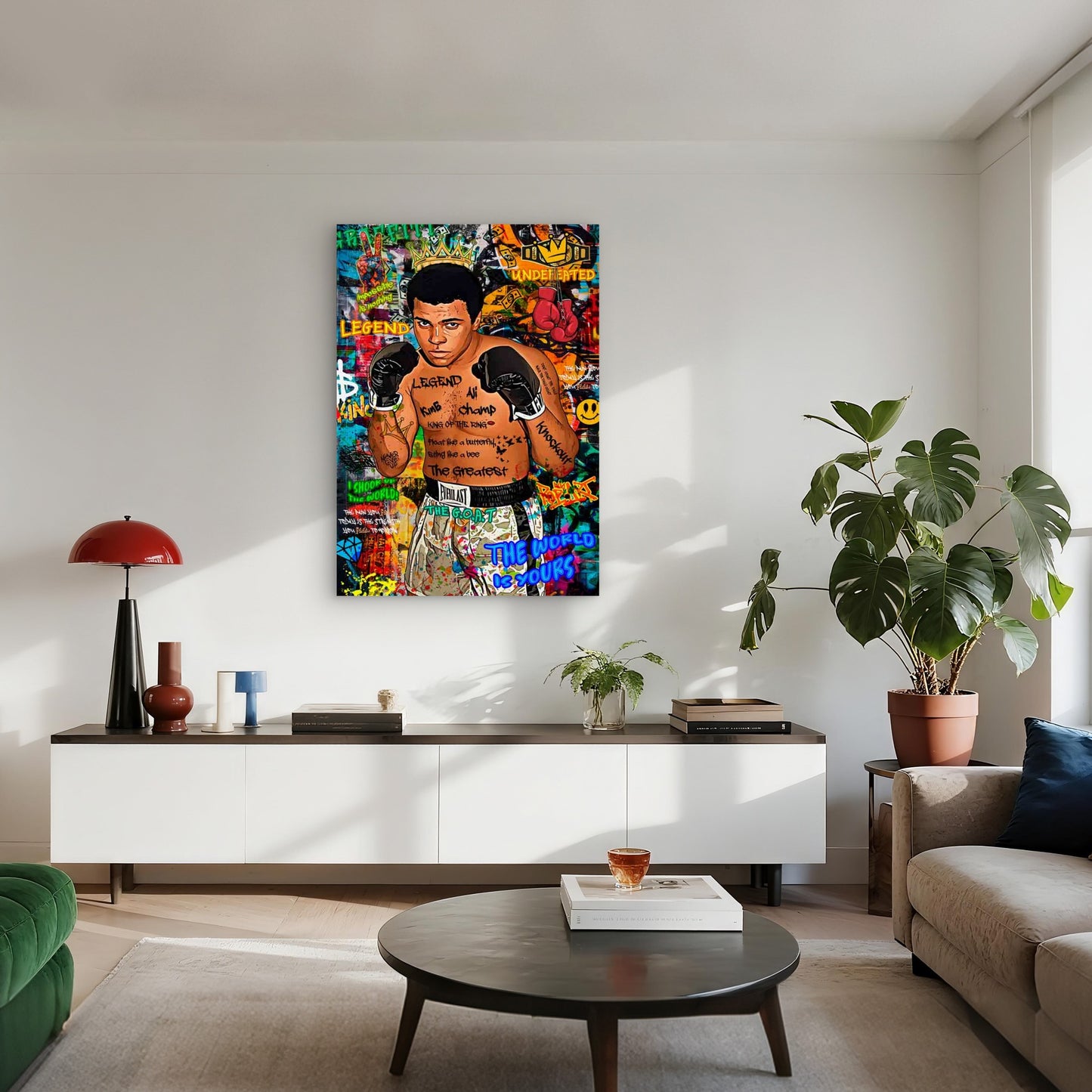 Graffiti Boxing Champion Staring 40x60cm Metal Print Ready to Hang