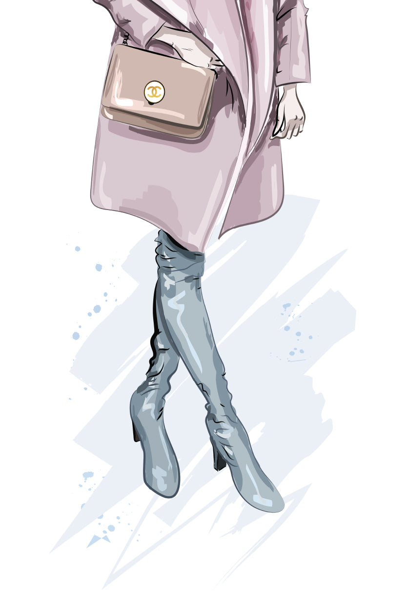 Pink Lady with Peach Colored Bag Print 100% Australian Made