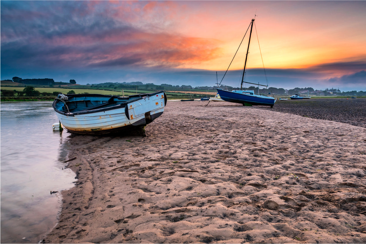 Boats on the Aln Estuary at Sunset Home Decor Premium Quality Poster Print Choose Your Sizes - Bella Home Decor