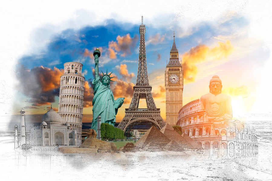 Famous Landmarks of The World Home Decor Premium Quality Poster Print Choose Your Sizes - Bella Home Decor