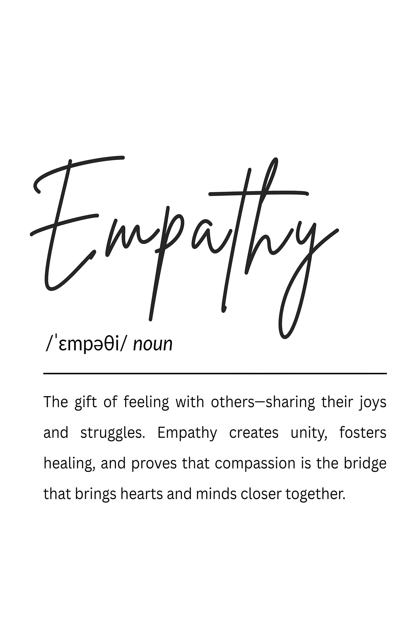 Empathy Definition Typography 60x90cm Metal Print Ready to Hang