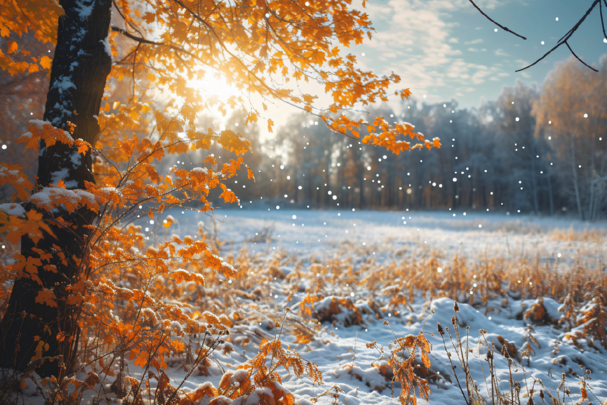 Winter with Autumn Leaves Print 100% Australian Made - Bella Home Decor