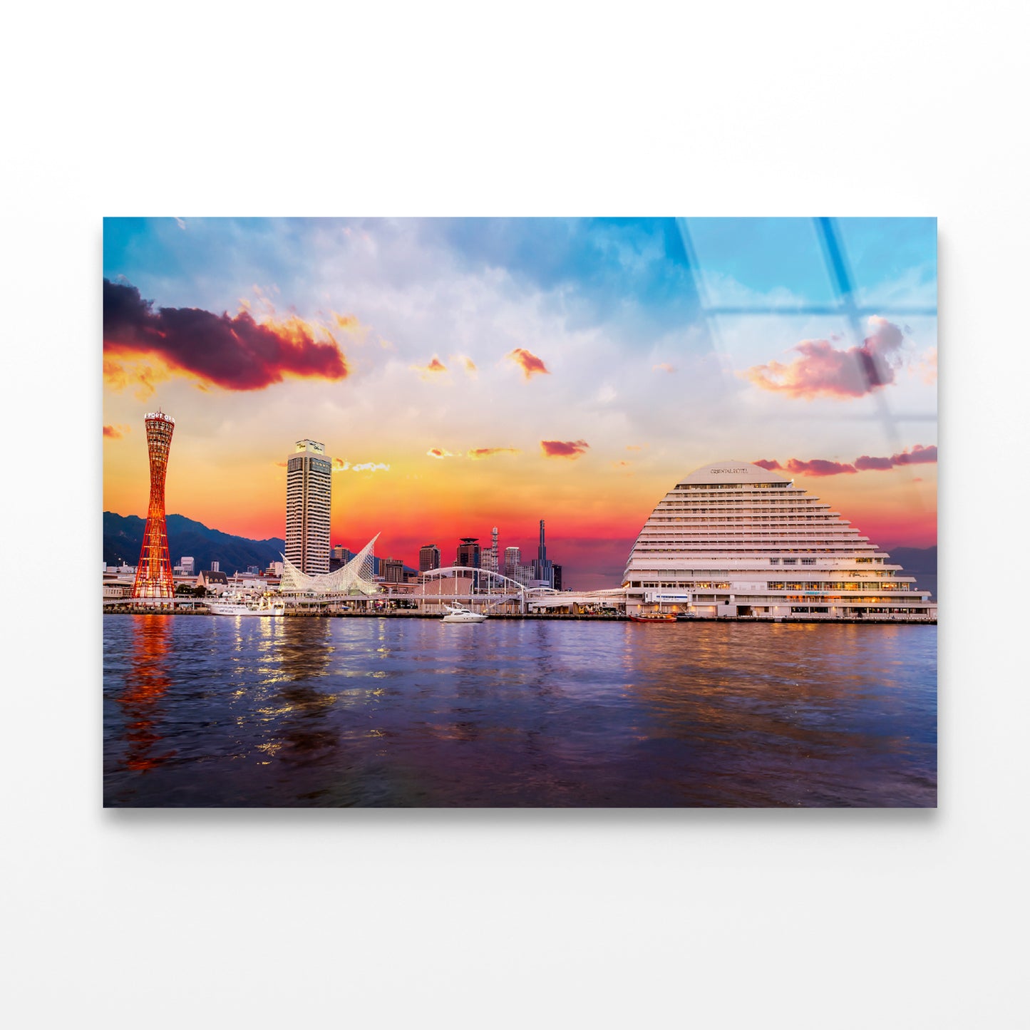 Skyline of Kobe with Evening Sky Acrylic Glass Print Tempered Glass Wall Art 100% Made in Australia Ready to Hang - Bella Home Decor