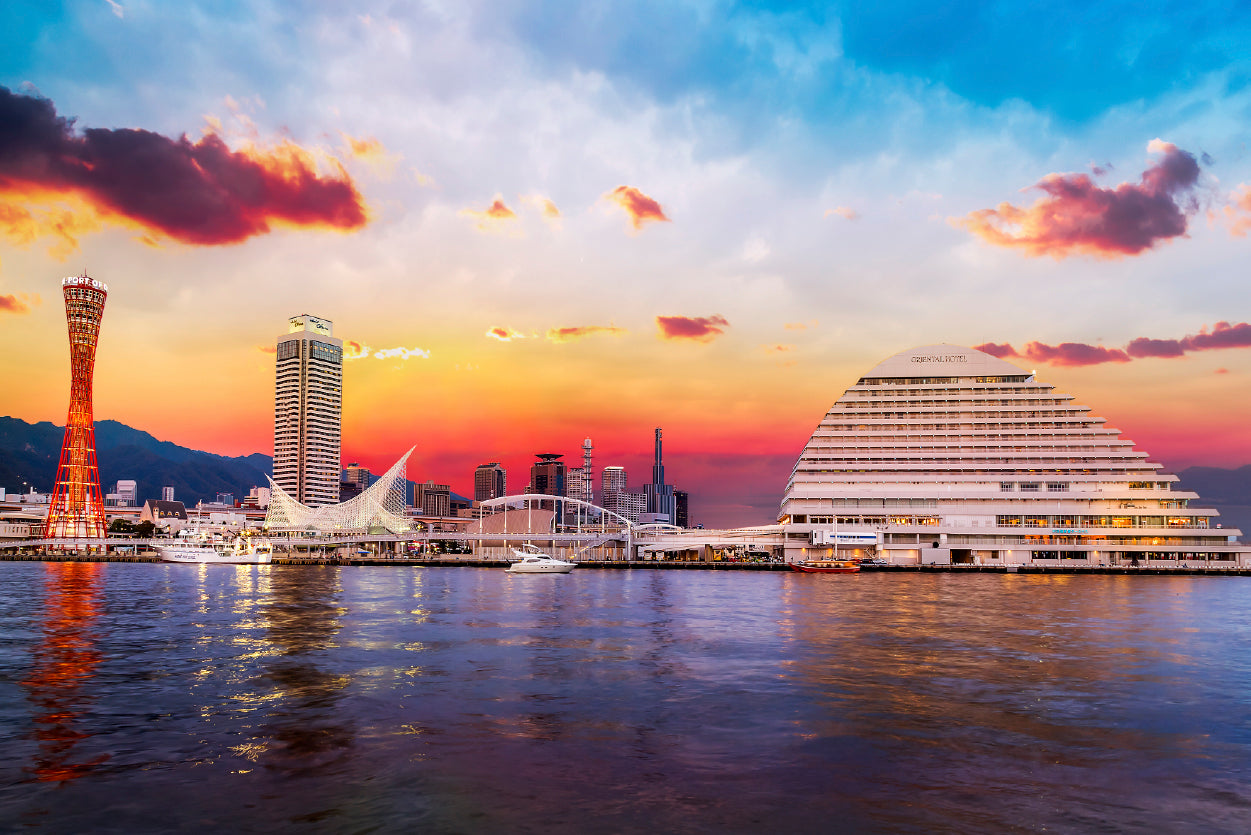 Skyline of Kobe with Evening Sky Print 100% Australian Made - Bella Home Decor