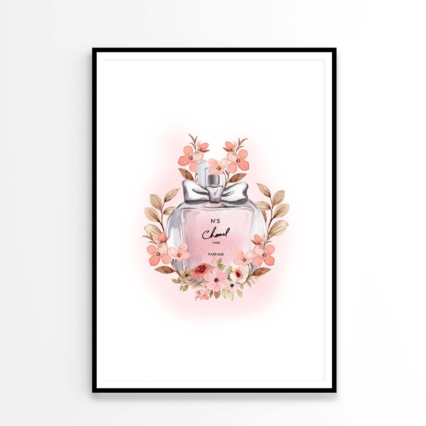 Luxury Perfume with Light Pink Flowers Design Home Decor Premium Quality Poster Print Choose Your Sizes