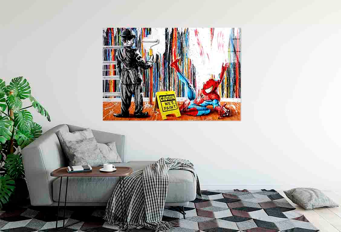 Dripping Paint Humor Tempered Glass Printing Wall Art Australian Made Quality