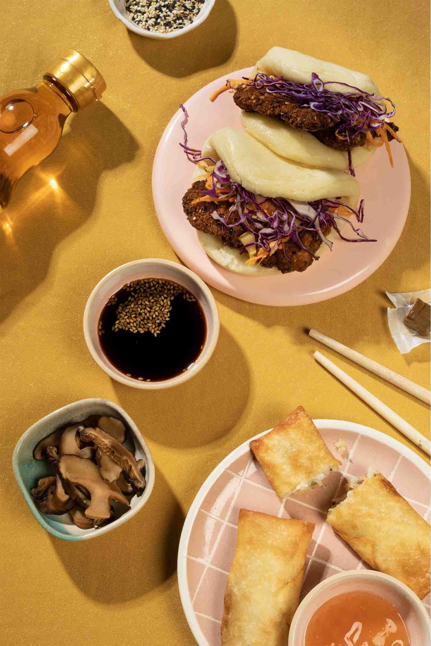 Asian Bao Buns Spring Rolls 60x90cm Metal Print Ready to Hang