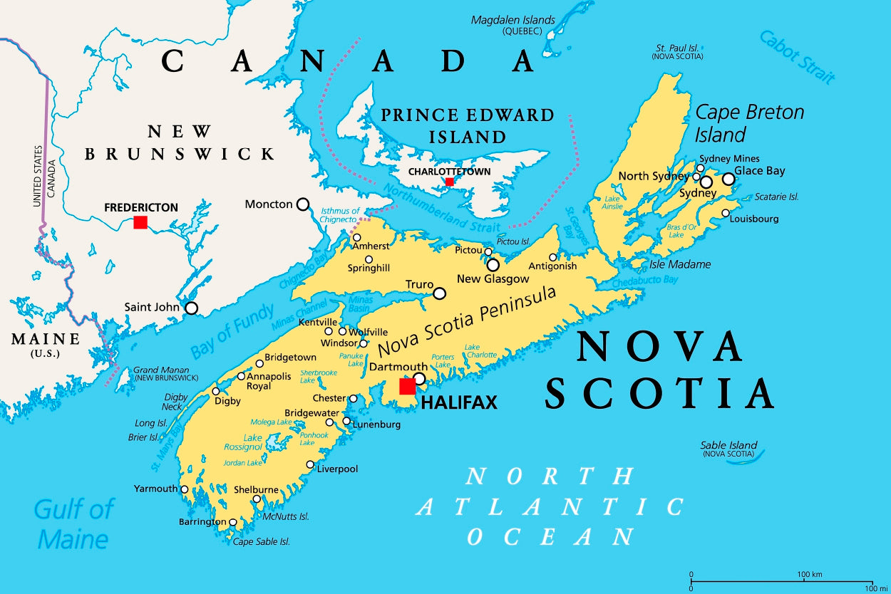 Atlantic Province of Canada Map Home Decor Premium Quality Poster Print Choose Your Sizes - Bella Home Decor