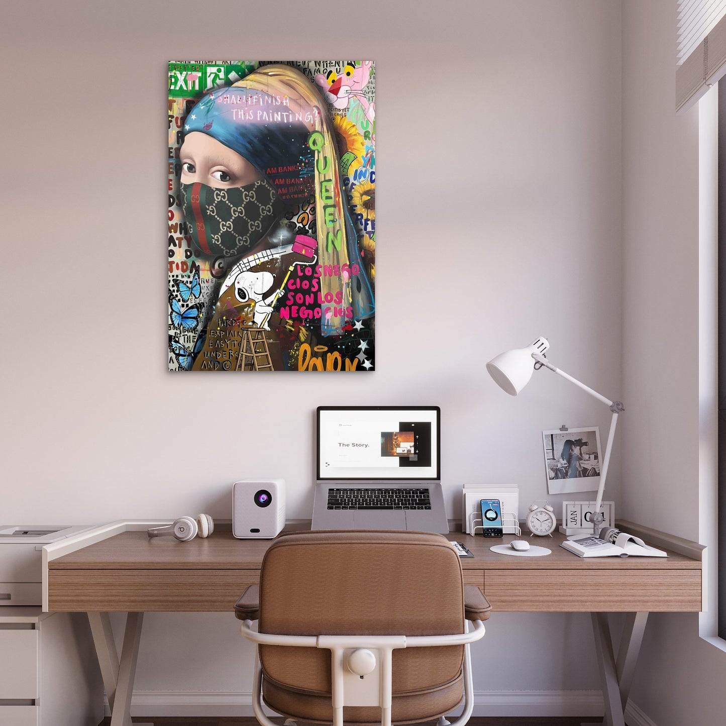 Neon Neo-Classical Masked Collage 40x60cm Metal Print Ready to Hang