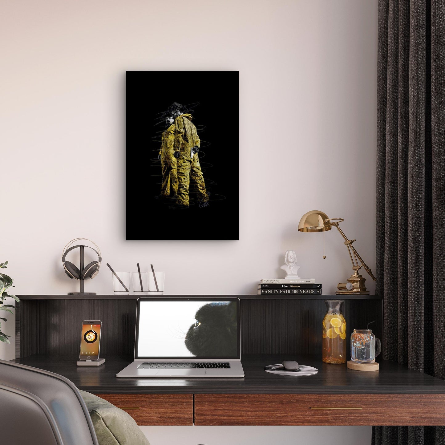 Gritty Yellow Hazmat Scribble 40x60cm Metal Print Ready to Hang