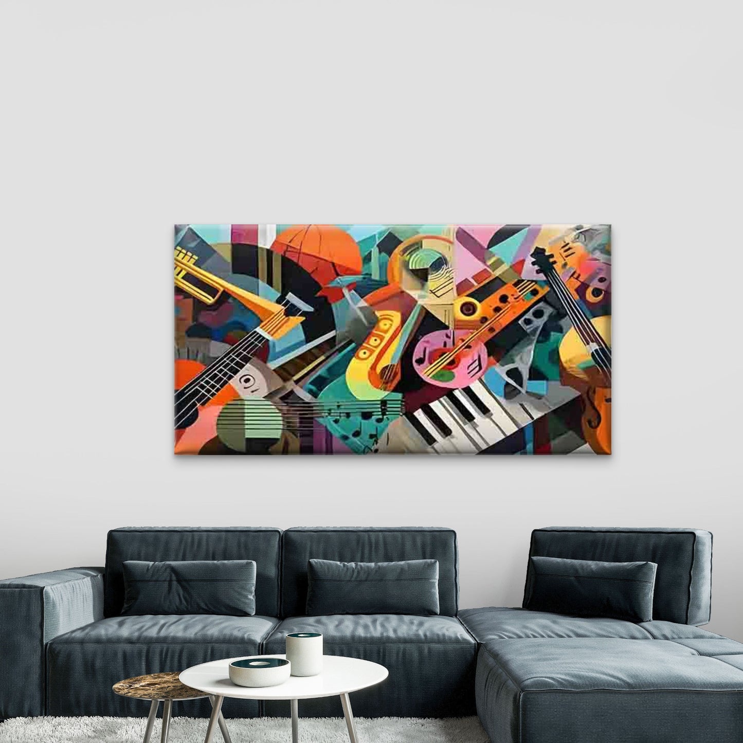 Abstract Style Instrument Wall Art Canvas Office Home Room Framed 120x60cm - Bella Home Decor
