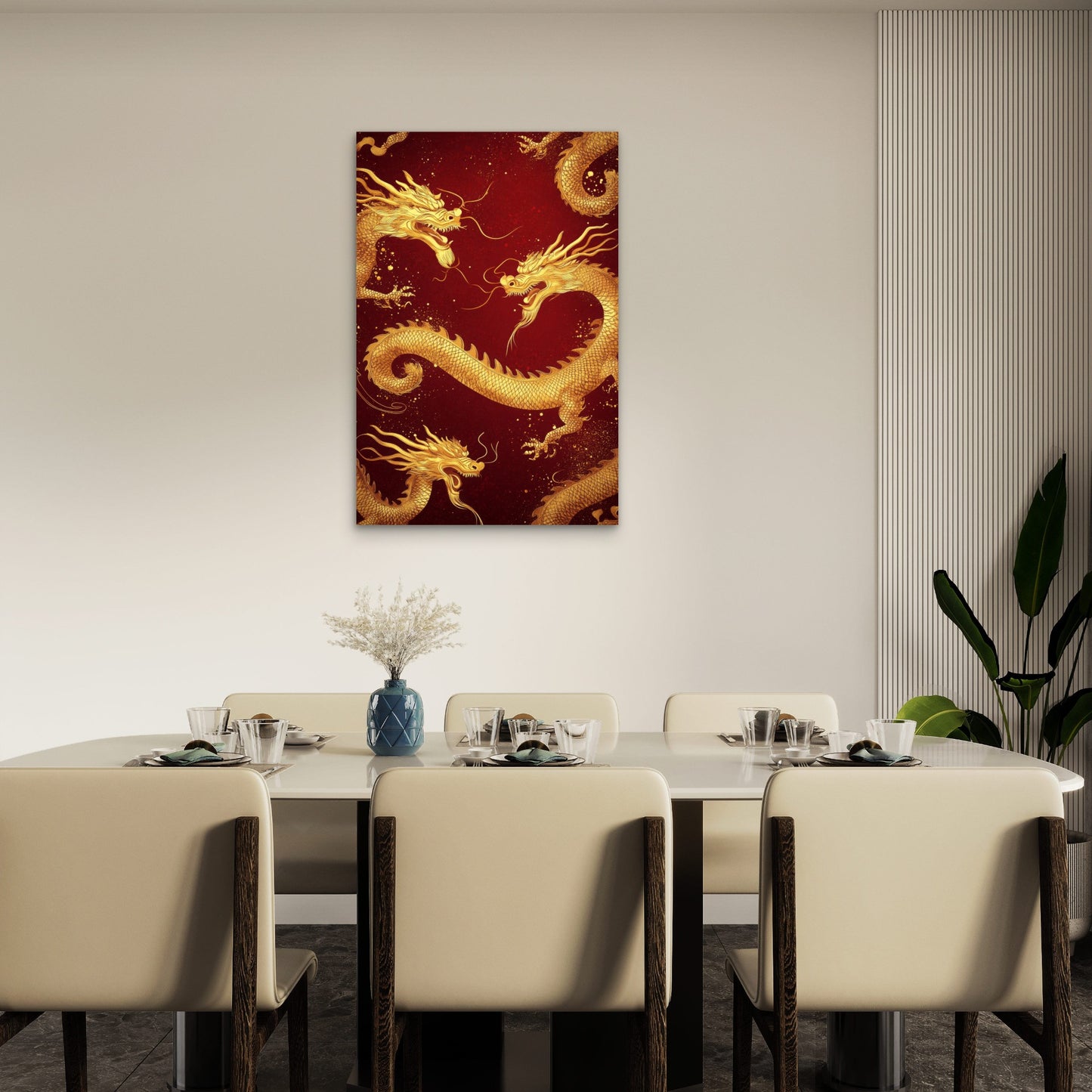 Chinese Dragon Gold Red Imperial Artwork 40x60cm Metal Print Ready to Hang