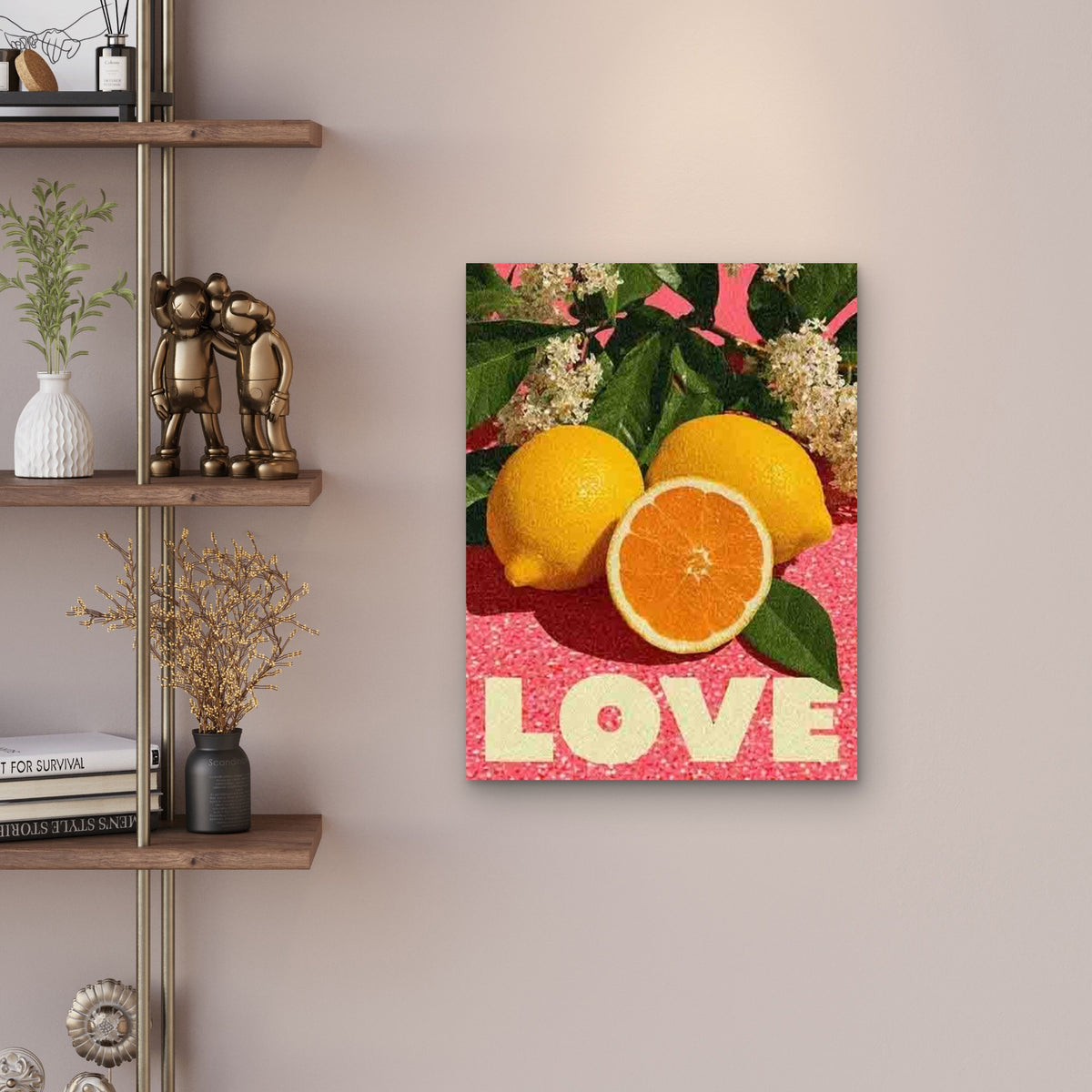 Lemon Slice Accent Preppy Retro Aesthetic Metal Print Ready to Hang