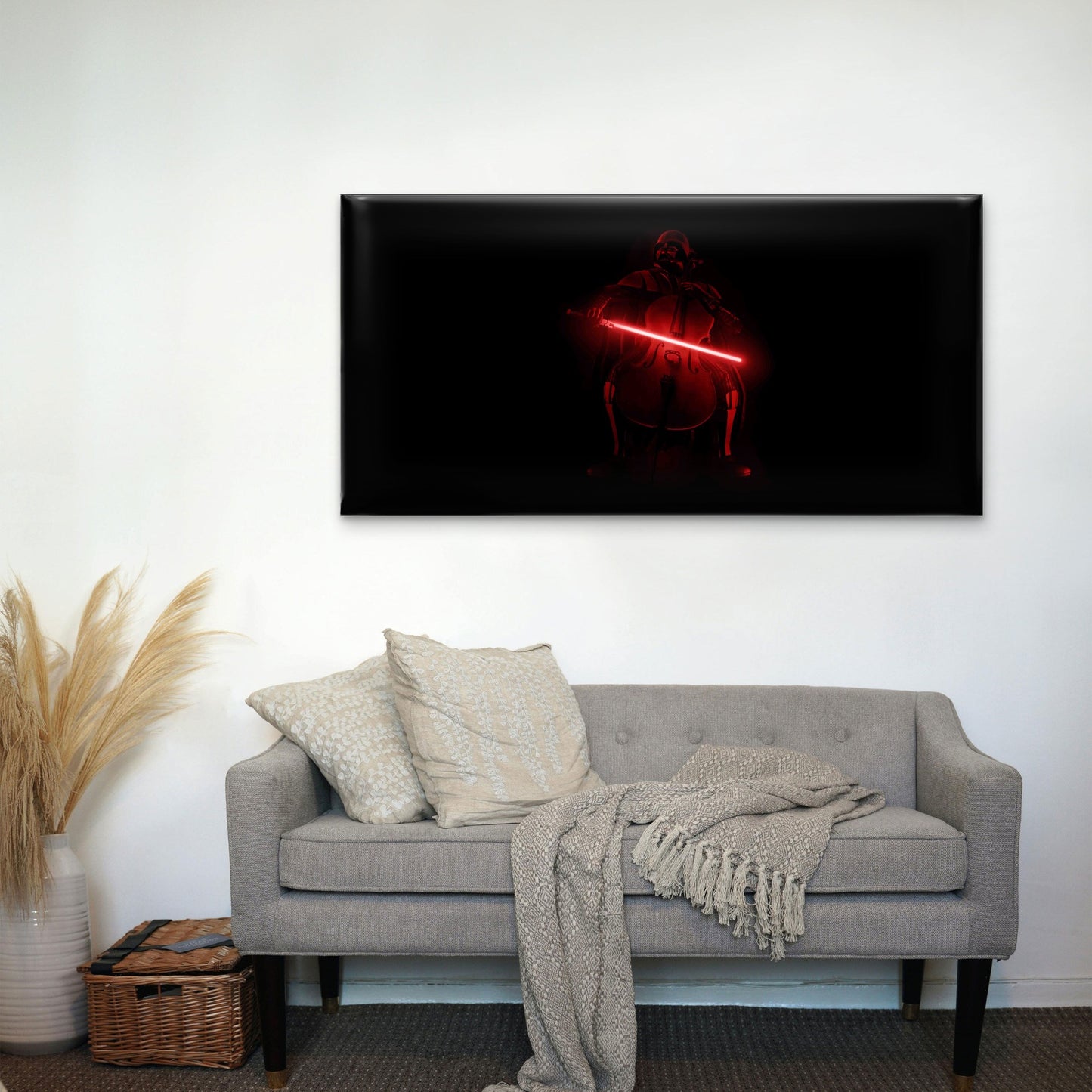 Dark Red Laser Musician Wall Art Canvas Office Home Room Framed 120x60cm