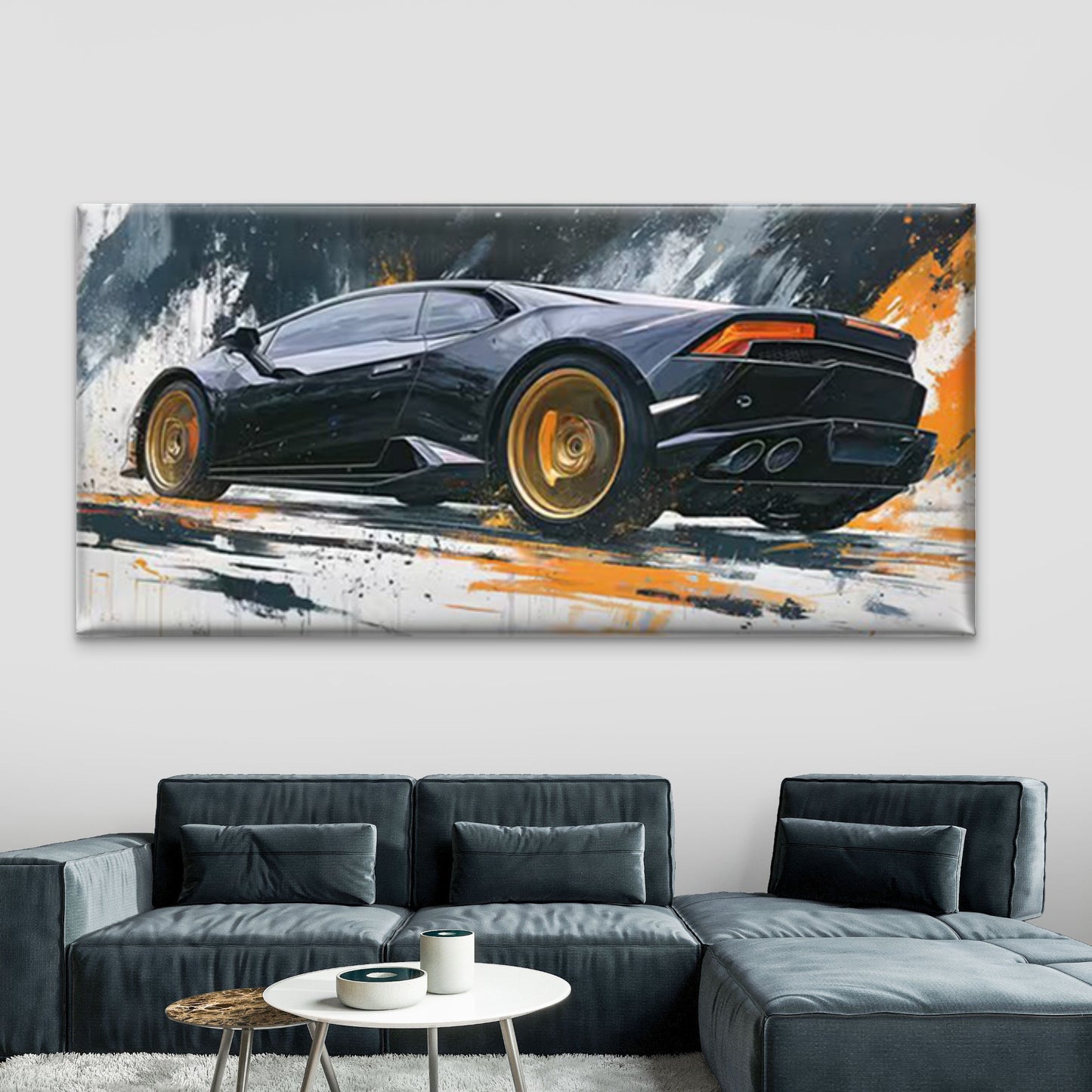 Graffiti Abstract Racing Car Wall Art Canvas Office Home Room Framed 120x60cm