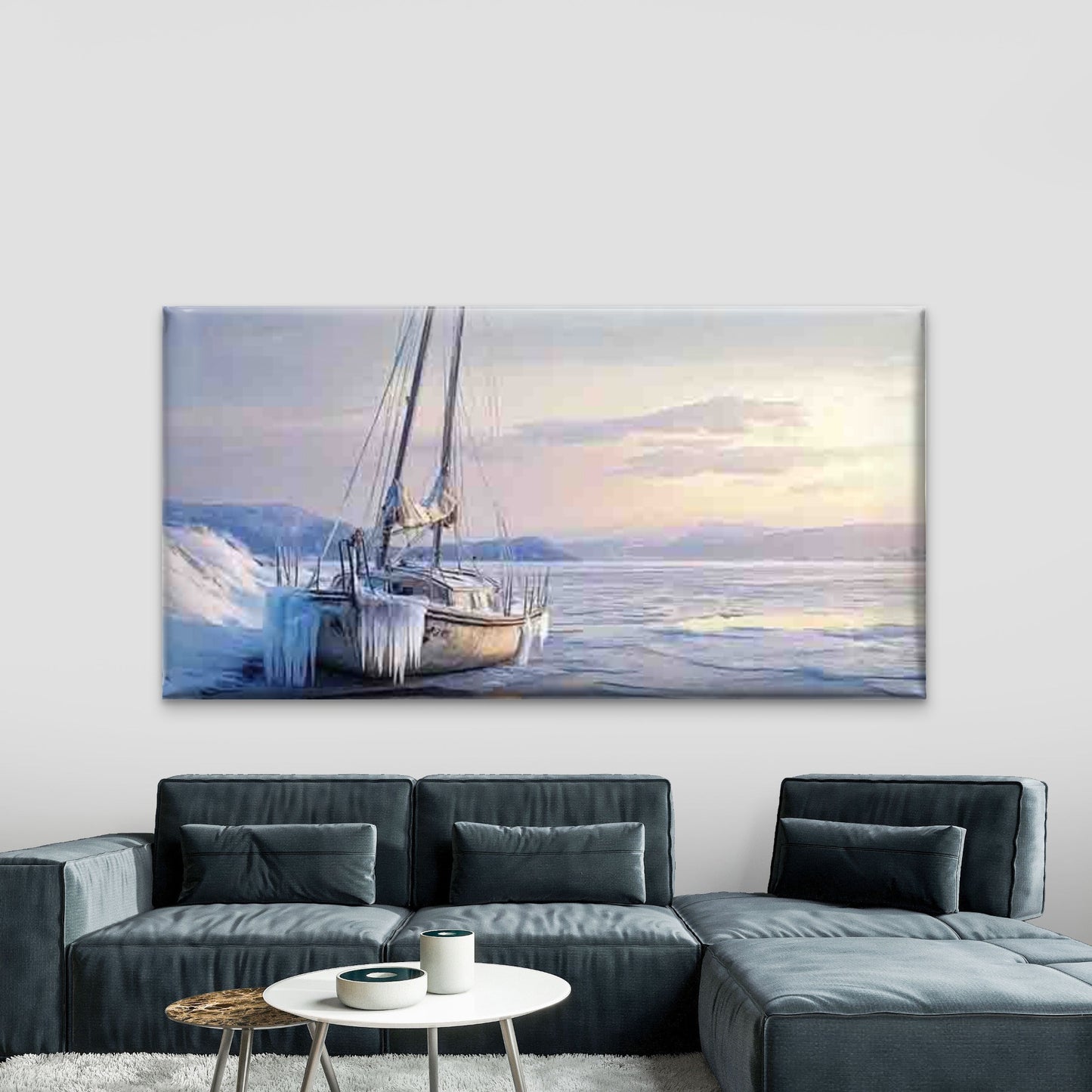 Modern Ice Sail Wall Art Canvas Office Home Room Framed 120x60cm