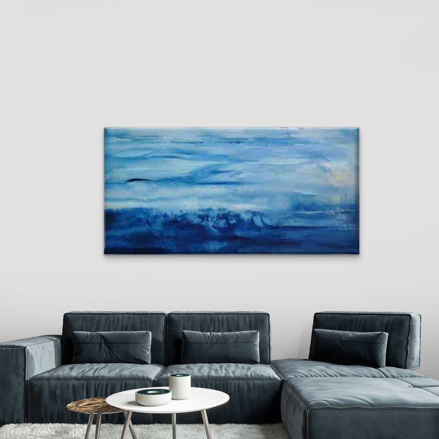 Ocean Waves And Blue Seas Wall Art Canvas Office Home Room Framed 120x60cm - Bella Home Decor