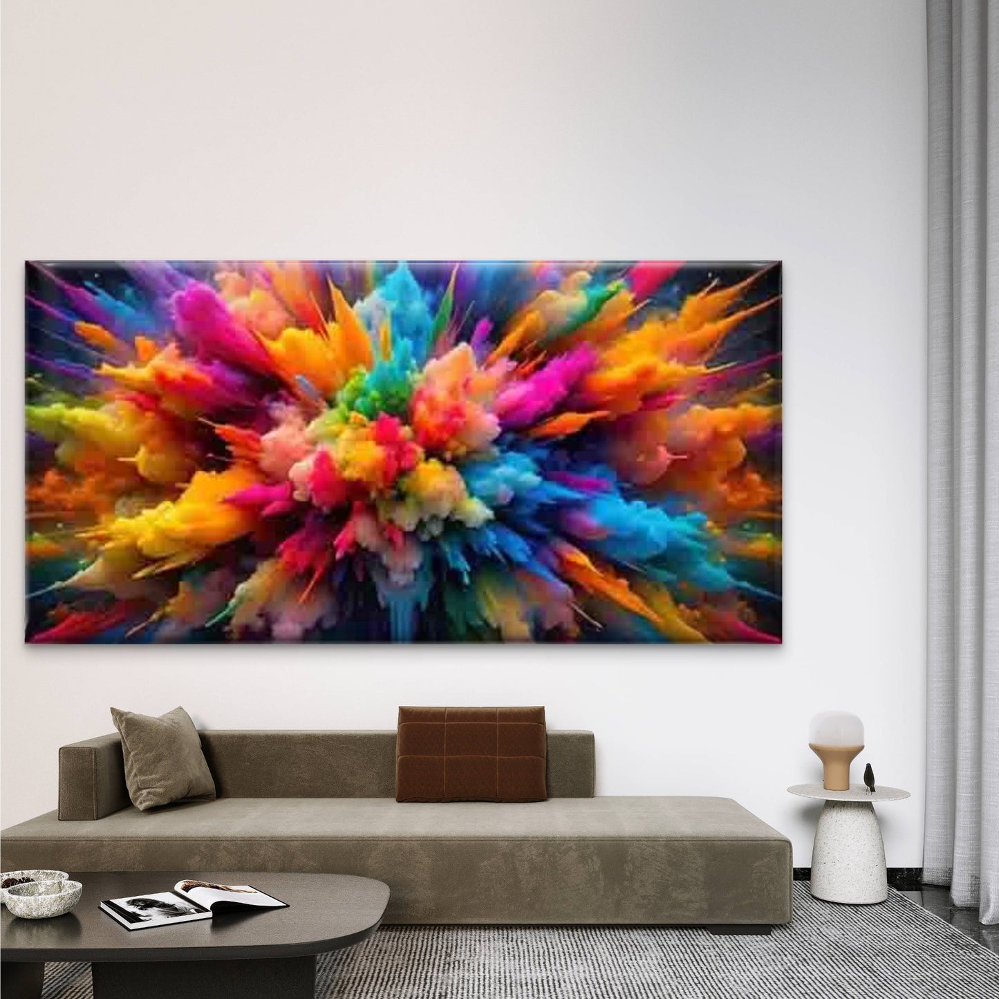Abstract Explosion of Color Wall Art Canvas Office Home Room Framed 120x60cm