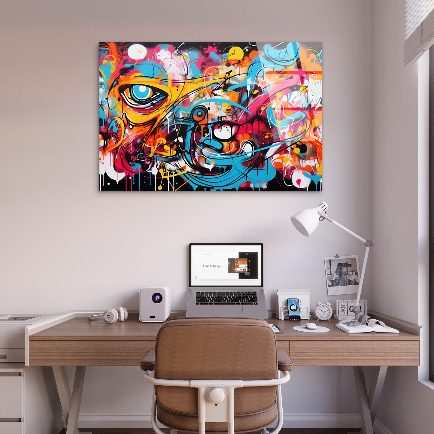 Urban Graffiti Art Colorful Drip Splash Acrylic Glass Printing Wall Art Australian Made Quality