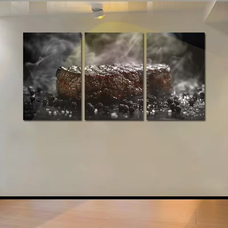 3pcs Delicious Steak Theme Wall Art Set Canvas Framed 60x90cm - High Quality Print 100% Australian Made Wall Canvas Ready to Hang - Bella Home Decor