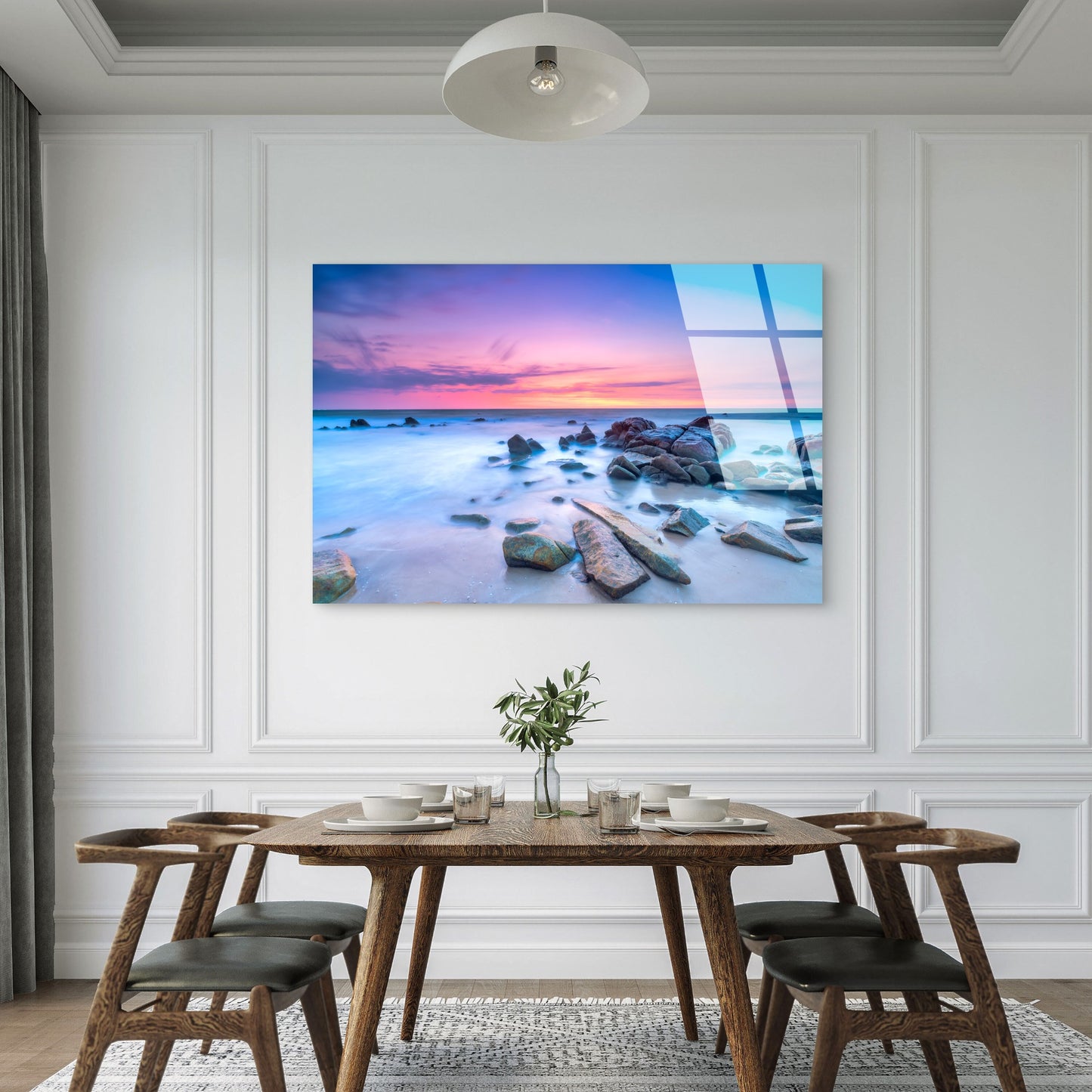 Rocky Beach Ocean Coast View Glass Printing Wall Art Australian Made Quality