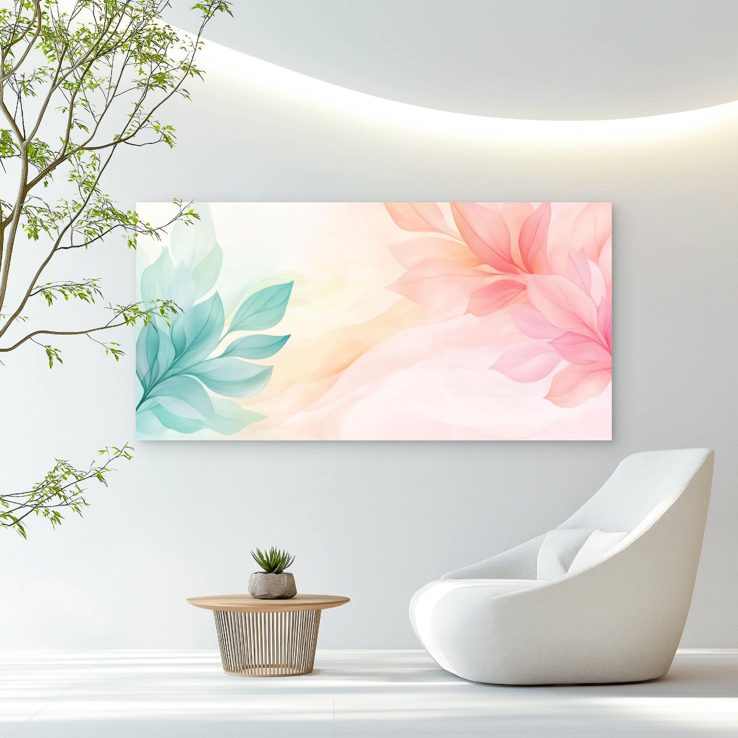 Pastel Botanical Harmony Wall Art Canvas Office Home Room Framed 120x60cm - Bella Home Decor