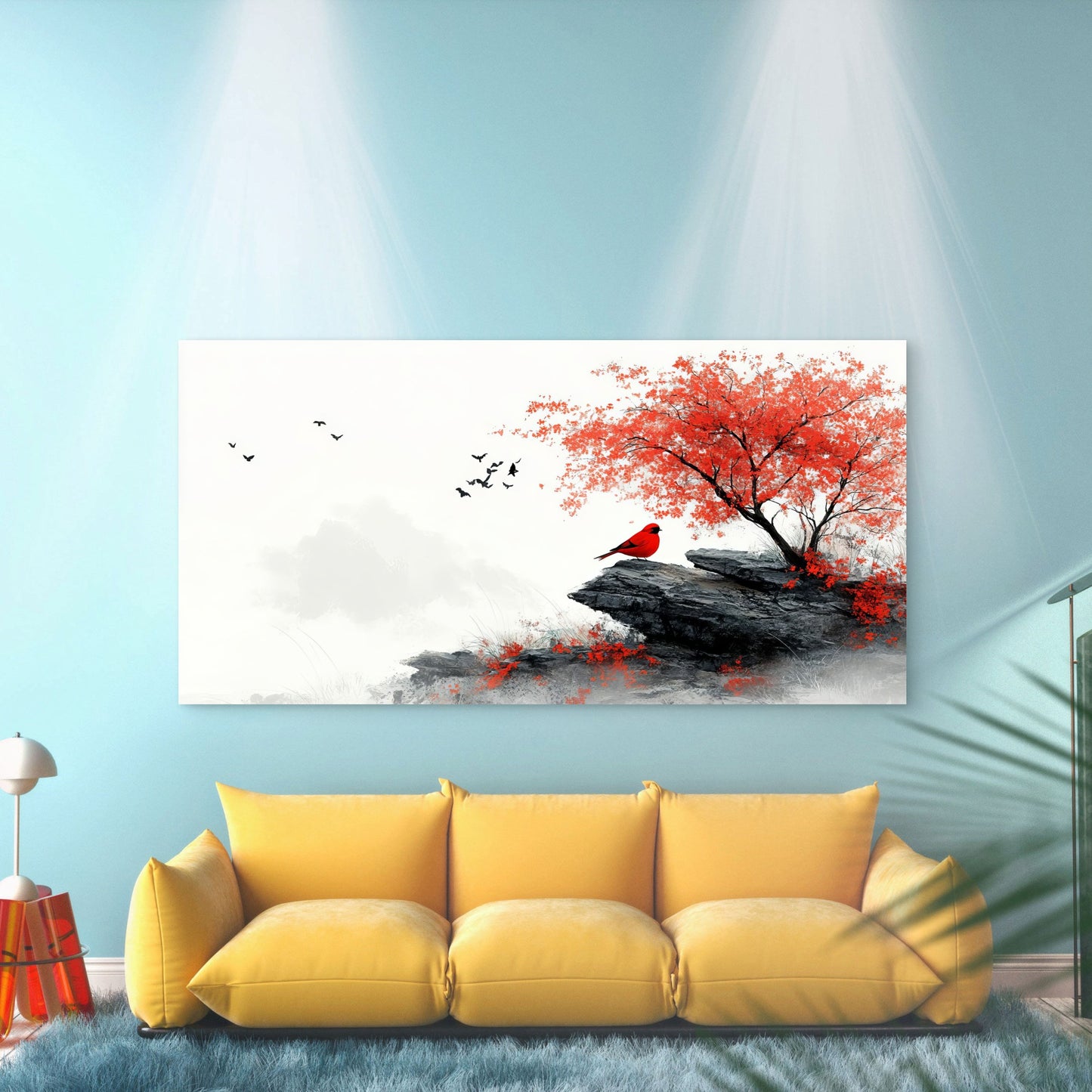 Montcarta Winter Bird painting Wall Art Canvas Office Home Room Framed 120x60cm