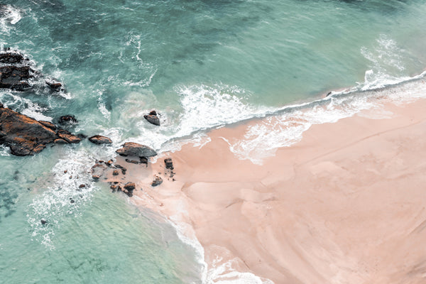 Beach Top View With Rocks Stunning Design 90x60cm Print 100% Australian Made - Bella Home Decor
