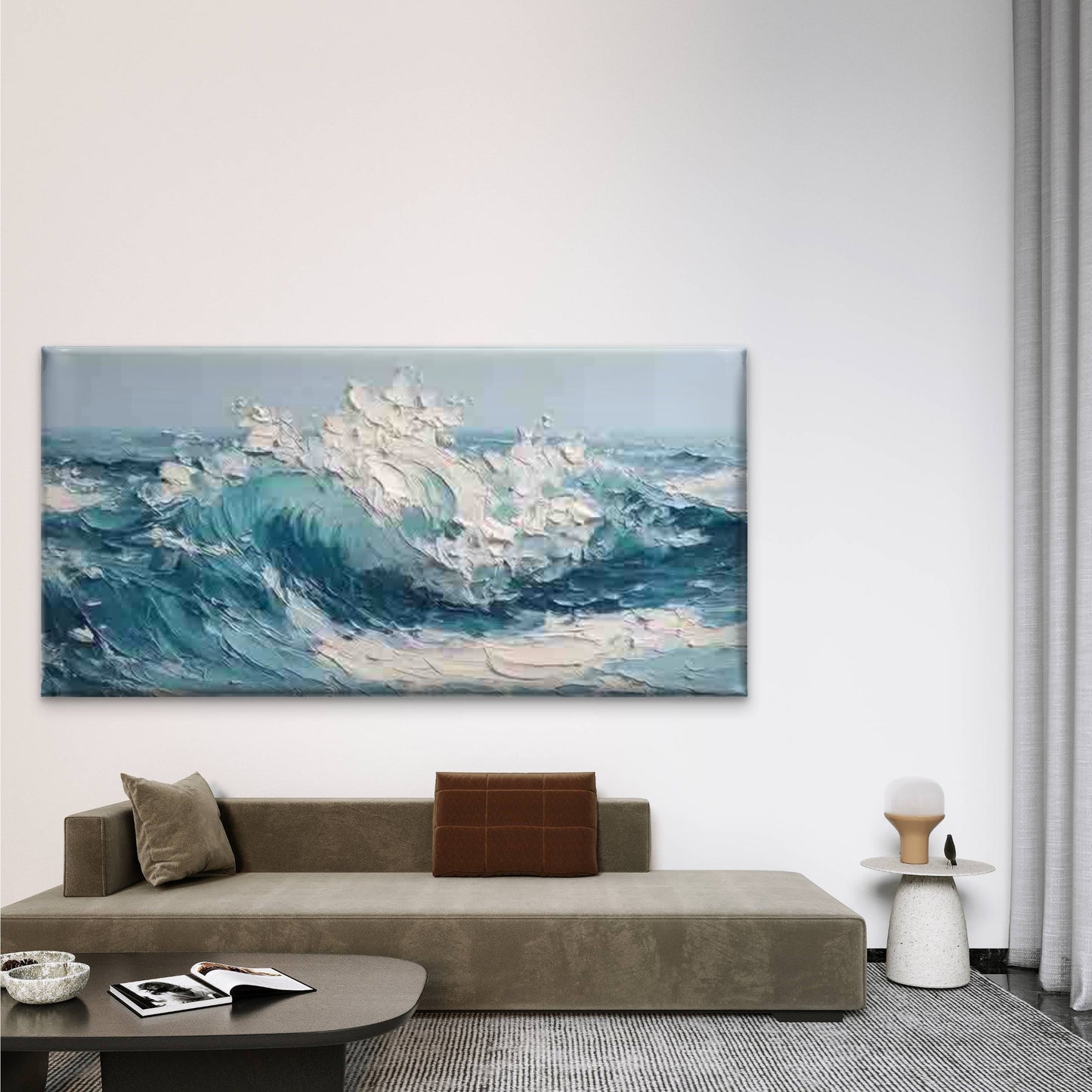 Ocean Wave Seascape Painting Wall Art Canvas Office Home Room Framed 120x60cm
