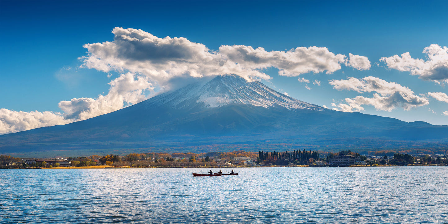 Autumn Season Mountain Fuji Kawaguchiko Lake Japan Wall Art Canvas Office Home Room Framed 120x60cm