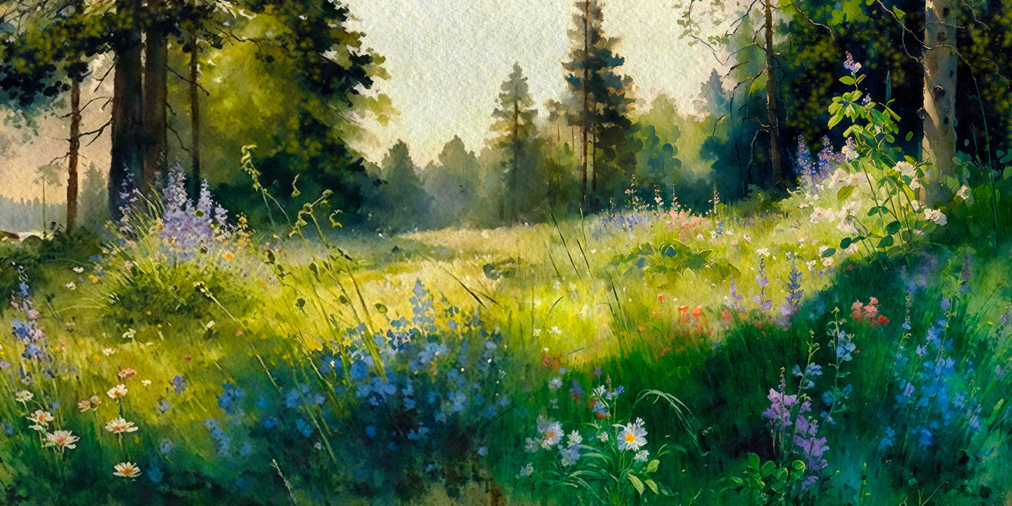 Sunny Summer Flower Field Wall Art Canvas Office Home Room Framed 120x60cm