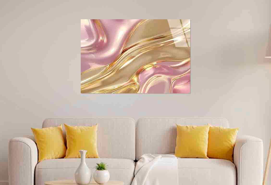Gold Rose Pink Gloss Tempered Glass Printing Wall Art Australian Made Quality