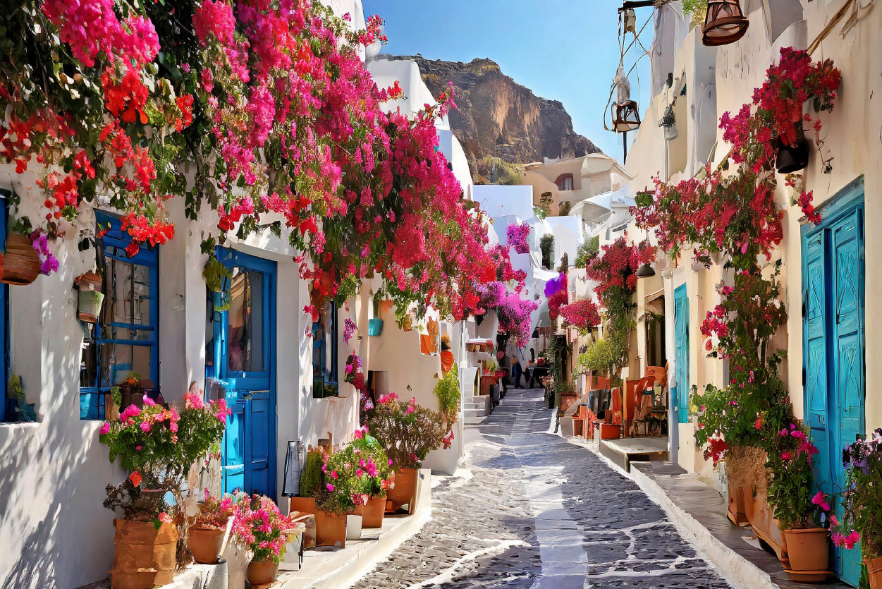 Street with Buildings and Flowers Home Decor Premium Quality Poster Print Choose Your Sizes - Bella Home Decor