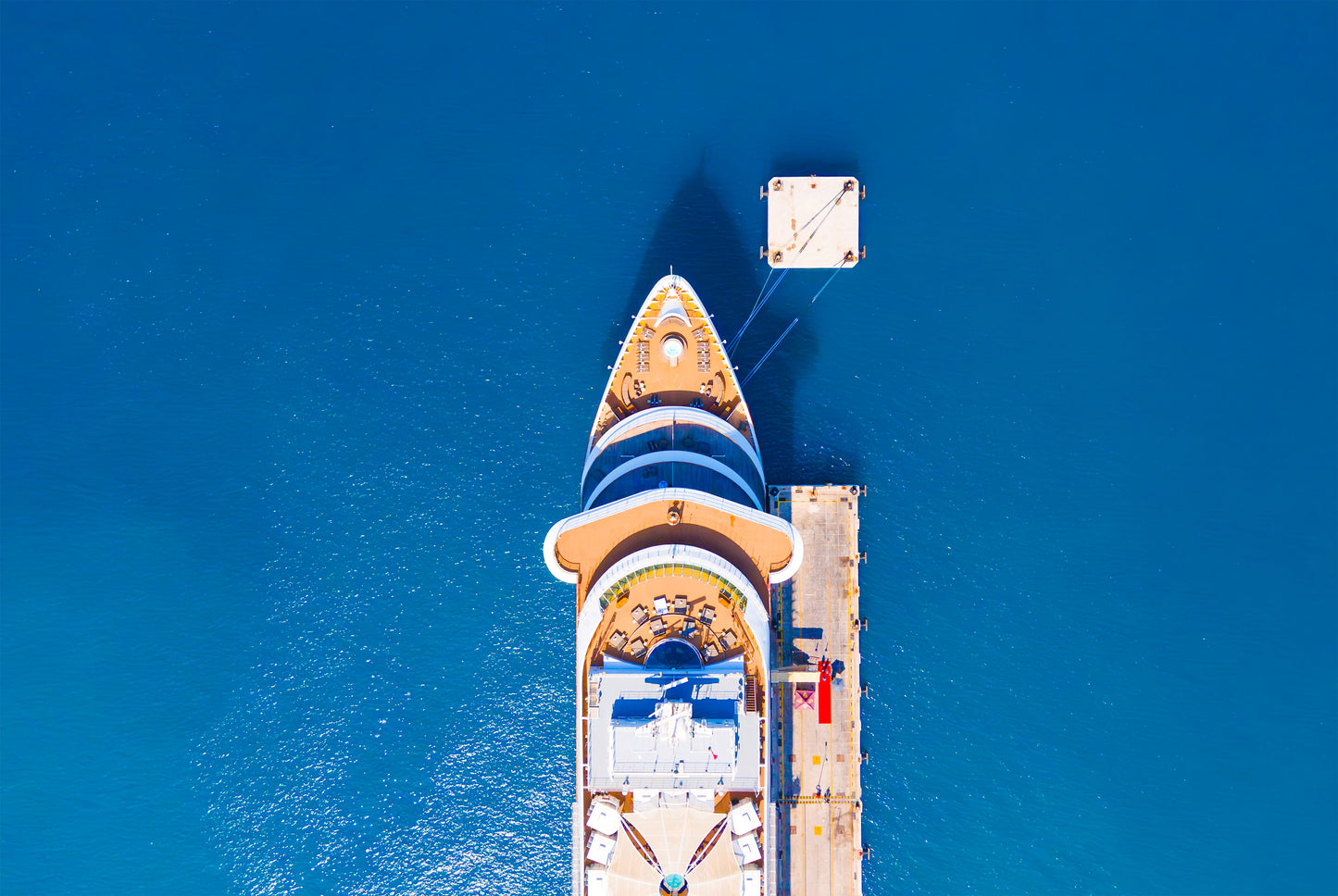 Aerial Top down View of Cruise Ship Docked at a Pier Wall Art Decor 100% Australian Made - Bella Home Decor