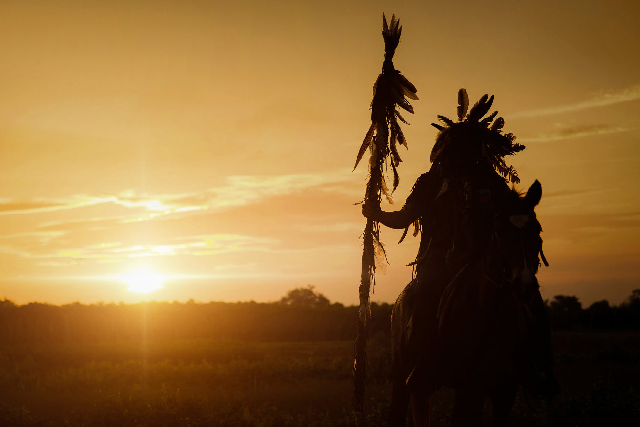 American Indian Tribe with Sunset Home Decor Premium Quality Poster Print Choose Your Sizes - Bella Home Decor